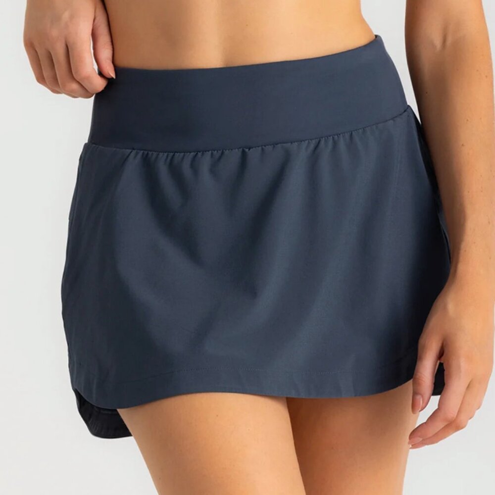 FREE FLY Blue Bamboo-Lined 13" Active Breeze Athletic Skort Skirt